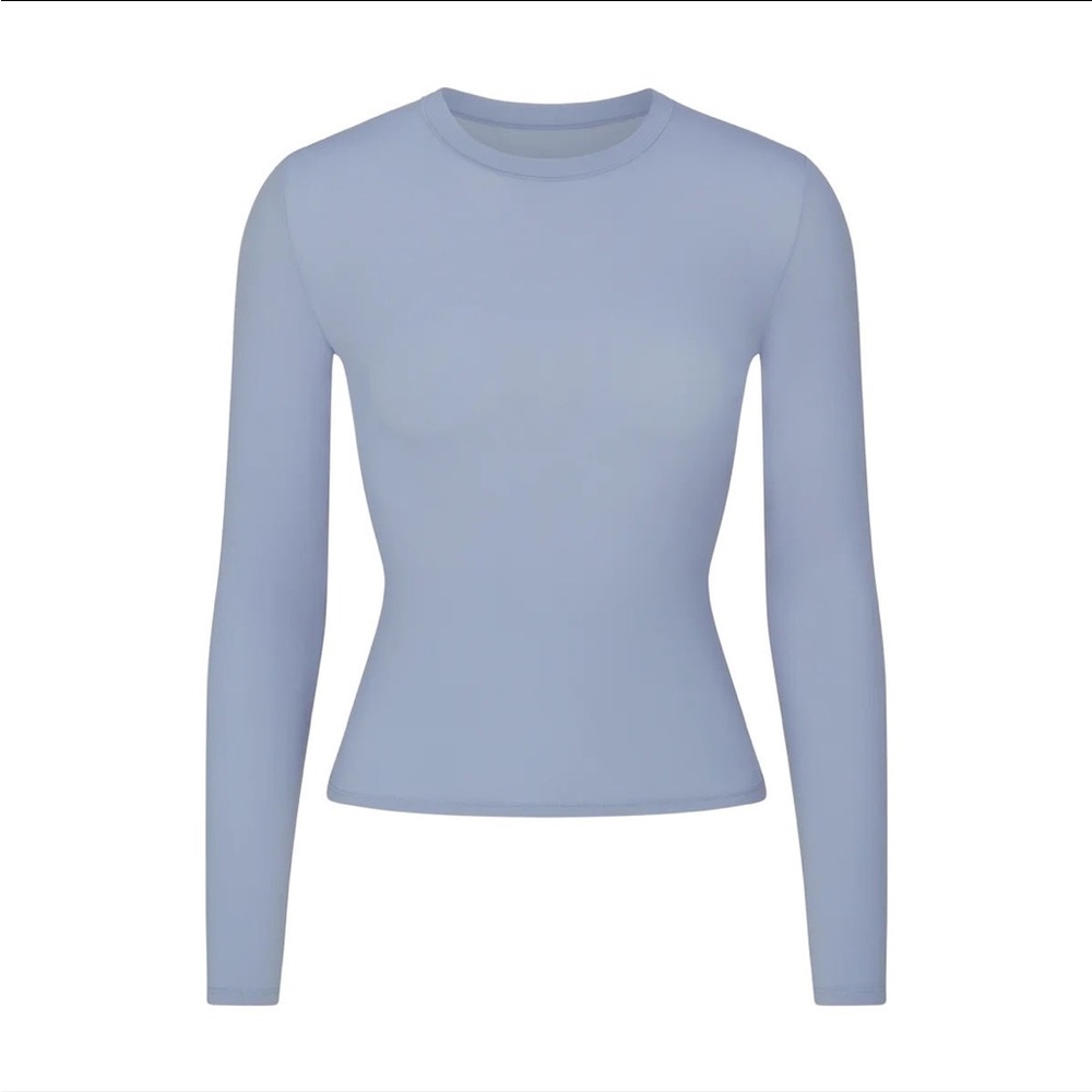 SKIMS Long Sleeve Crewneck Tee in Light Blue